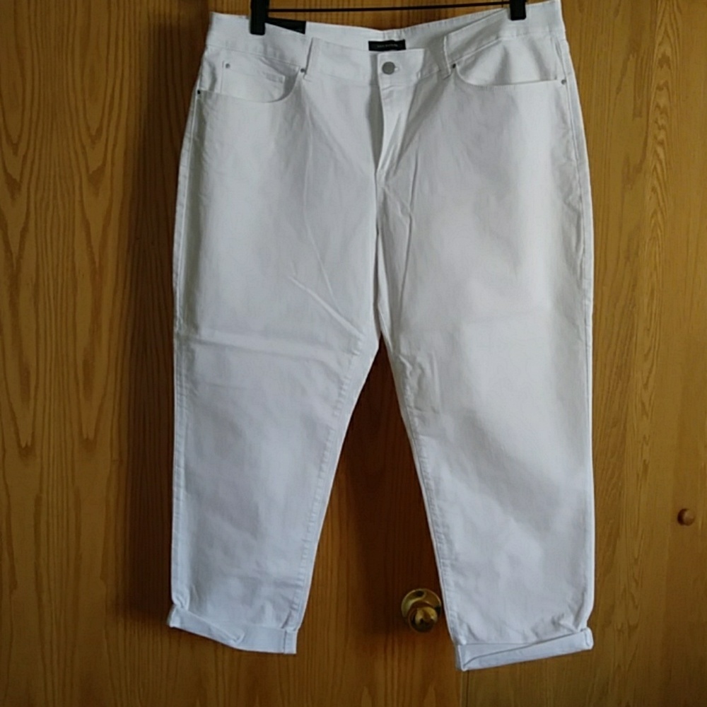 Crop slim boyfriend white jean